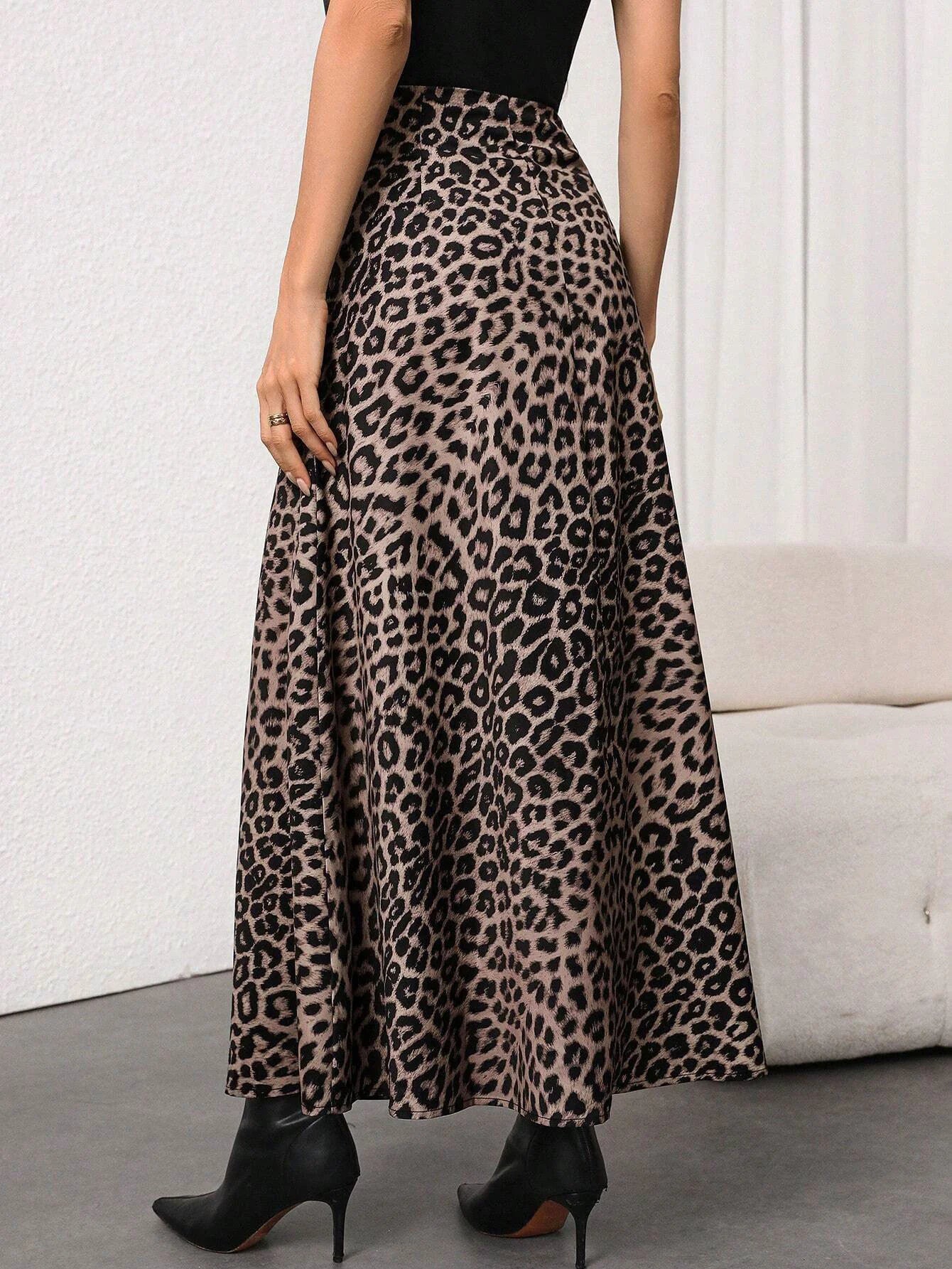 Women's Leopard Print A-Line Maxi Skirt