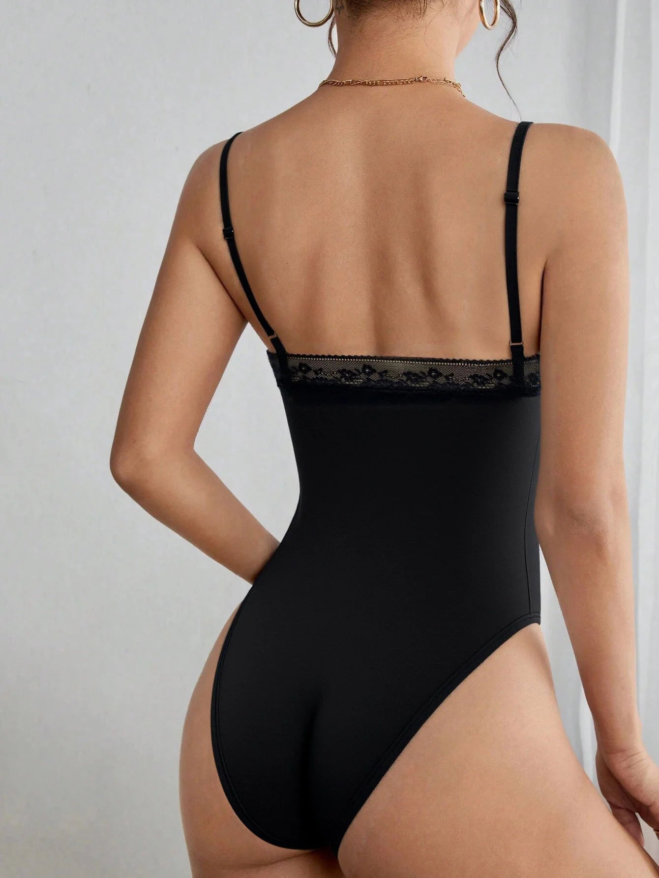 Women's Lace Trim Square Neck Bodysuit