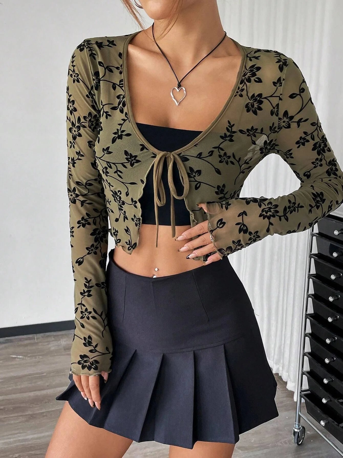 Floral Tie-Front Crop Top