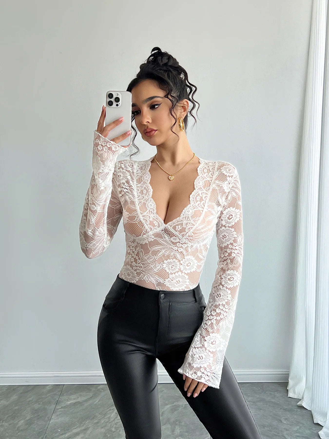 Floral Lace Wrap Top