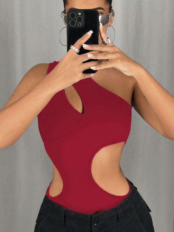 One-Shoulder Cut-Out Statement Bodysuit