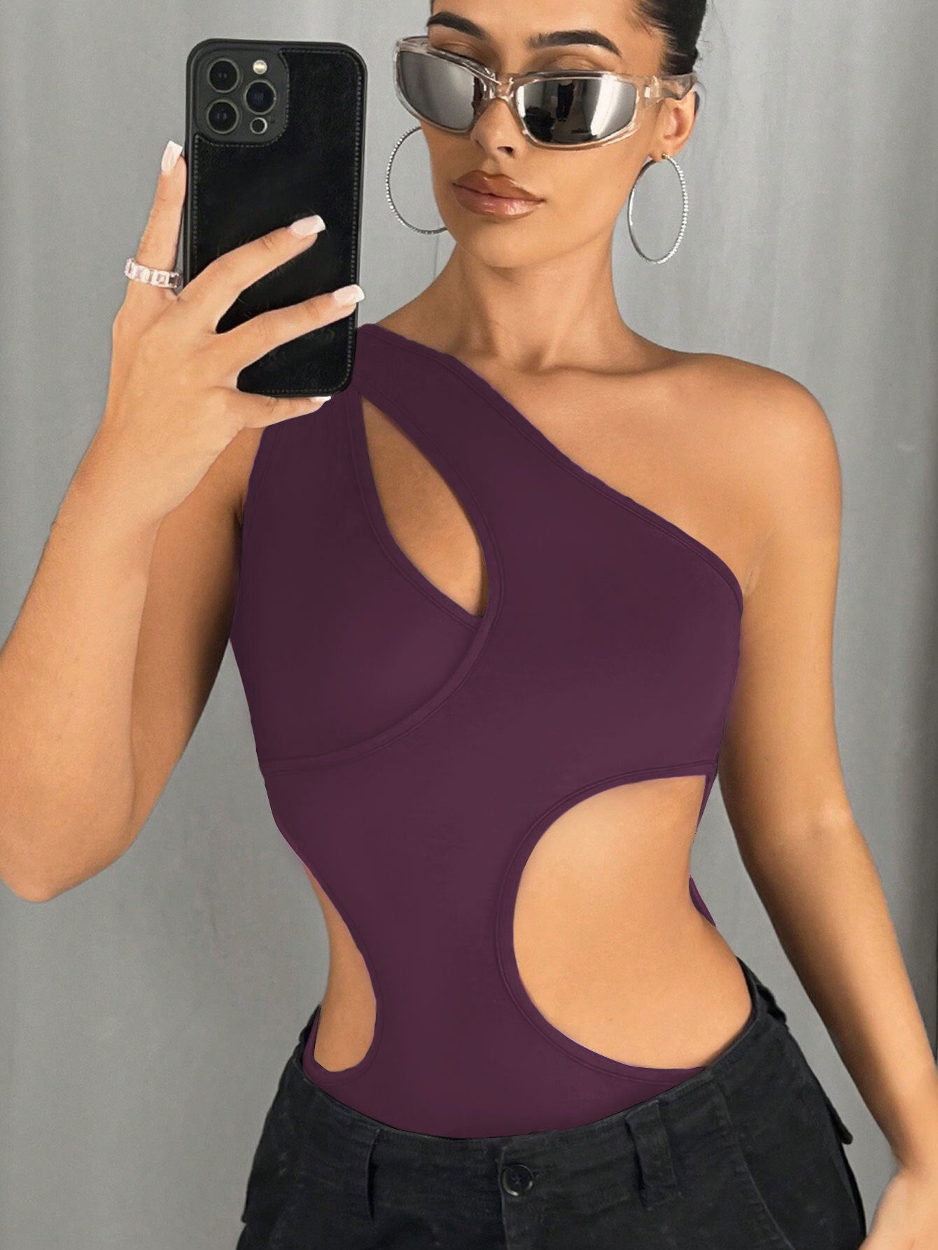 One-Shoulder Cut-Out Statement Bodysuit