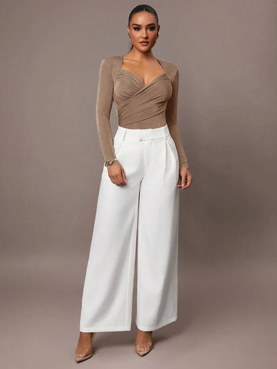 Women's Ruched Wrap Sweetheart Neck Bodysuit