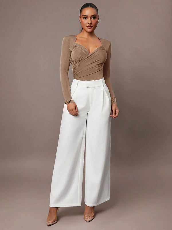 Women's Ruched Wrap Sweetheart Neck Bodysuit