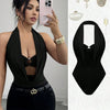 Women's Plunge Halter Neck Cut-Out Bodysuit