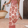 Women's Boho Print Strapless Wide-Leg Jumpsuit