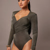 Women's Ruched Wrap Sweetheart Neck Bodysuit