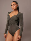 Women's Ruched Wrap Sweetheart Neck Bodysuit