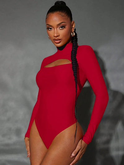 High Neck Cut-Out Long Sleeve Bodysuit