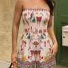 Women's Smocked Strapless Printed Playsuit