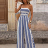 Women's Strapless Printed Wide-Leg Jumpsuit