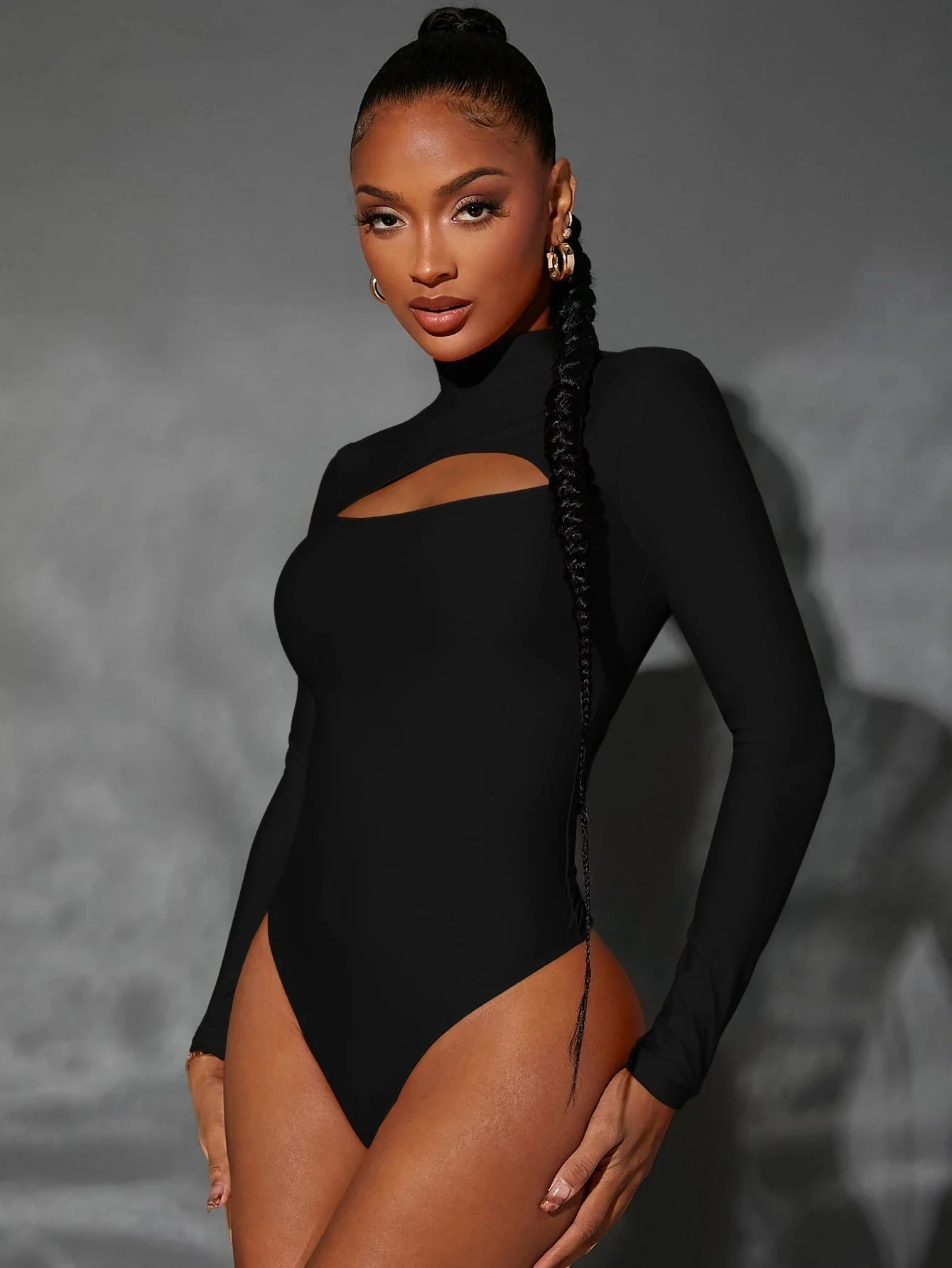 High Neck Cut-Out Long Sleeve Bodysuit