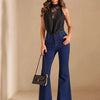 Women's Lace Insert Halter Neck Draped Bodysuit