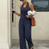 Women's Pinstripe Halter Neck Tailored Jumpsuit