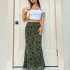 Floral Print Mermaid Maxi Skirt