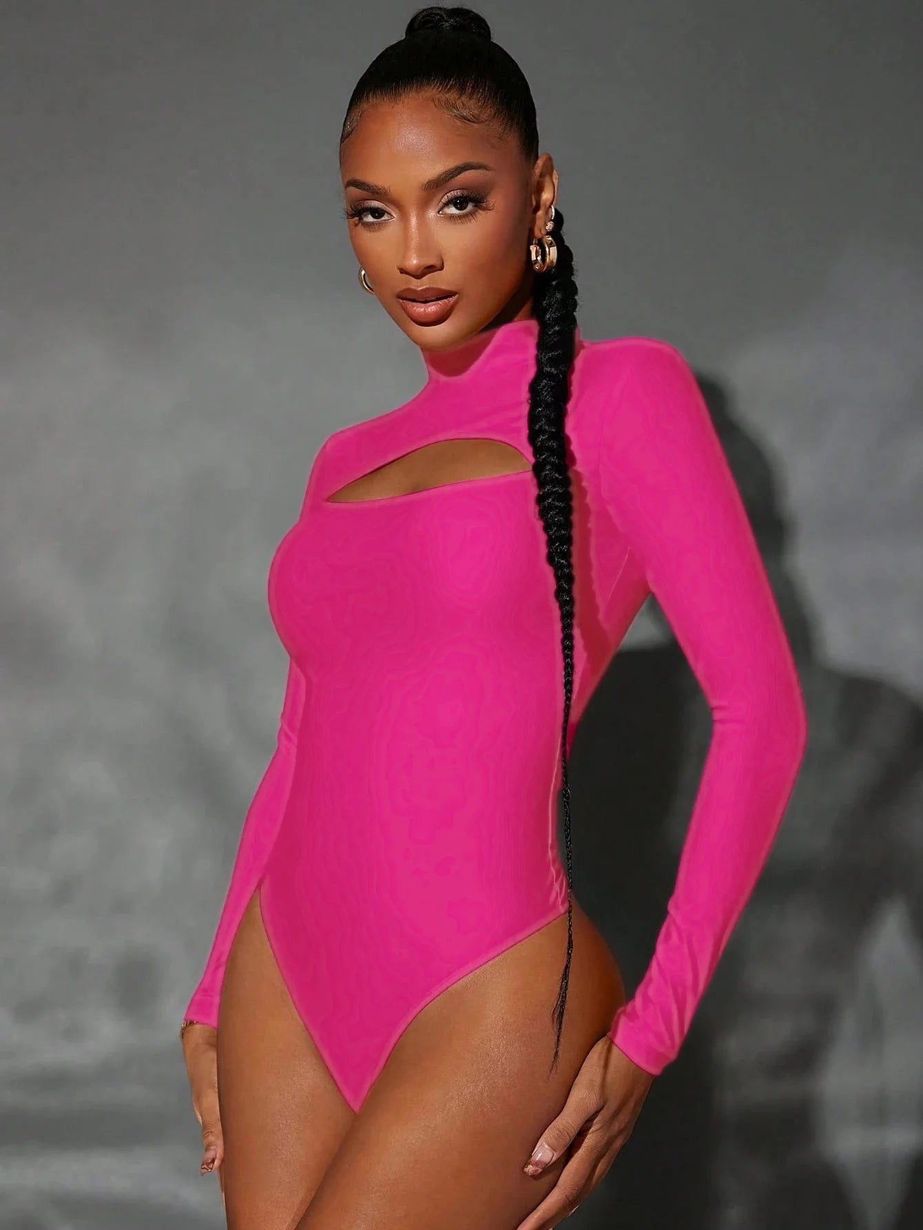 High Neck Cut-Out Long Sleeve Bodysuit