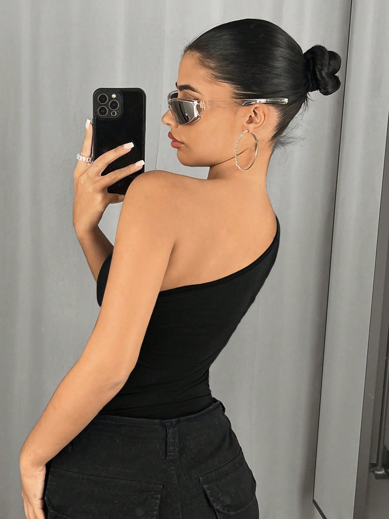 One-Shoulder Cut-Out Statement Bodysuit