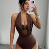 Women's Plunge Halter Neck Cut-Out Bodysuit