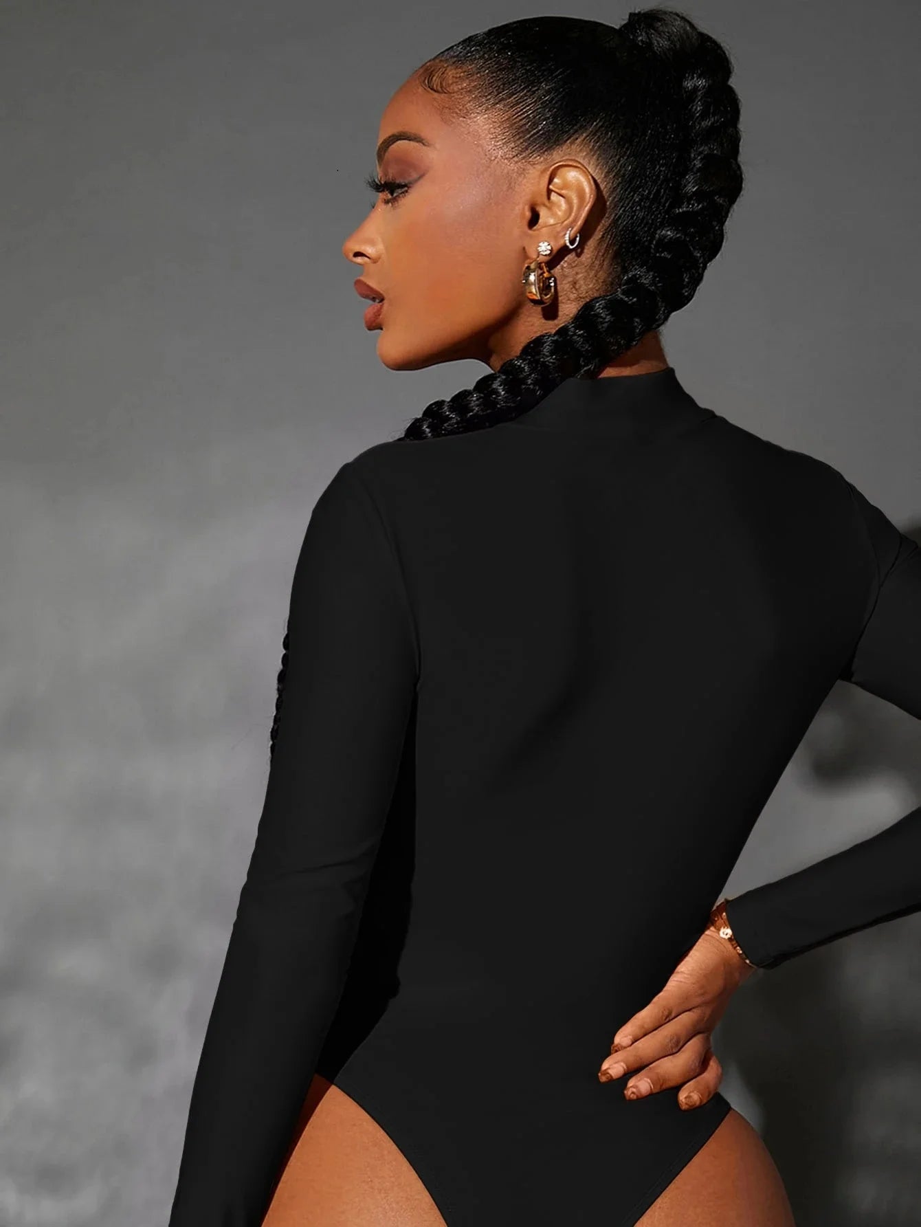 High Neck Cut-Out Long Sleeve Bodysuit