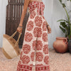 Women's Boho Print Strapless Wide-Leg Jumpsuit