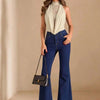 Women's Lace Insert Halter Neck Draped Bodysuit