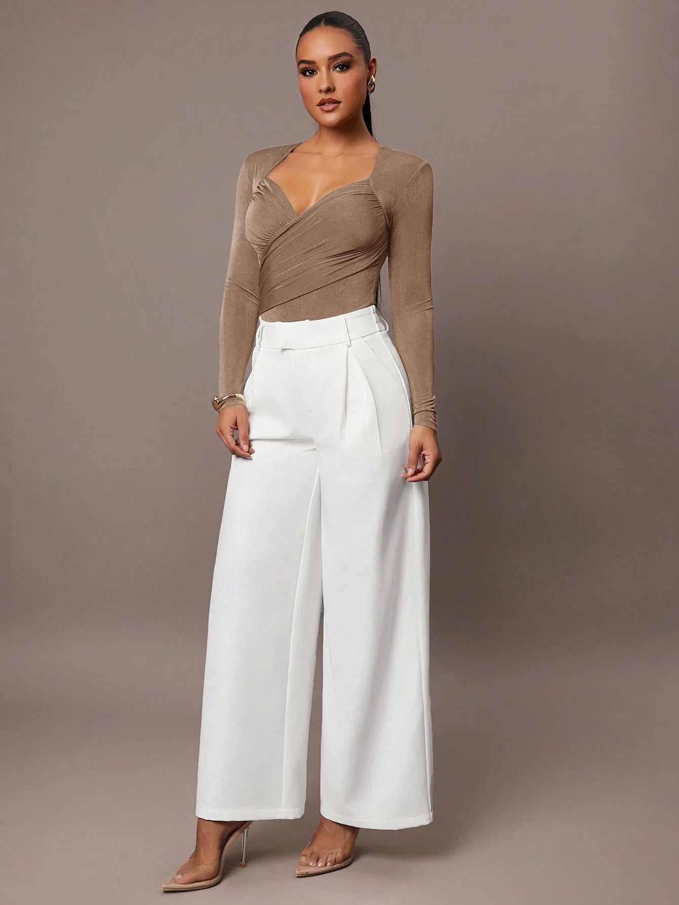 Women's Ruched Wrap Sweetheart Neck Bodysuit