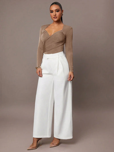 Women's Ruched Wrap Sweetheart Neck Bodysuit