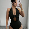Women's Plunge Halter Neck Cut-Out Bodysuit