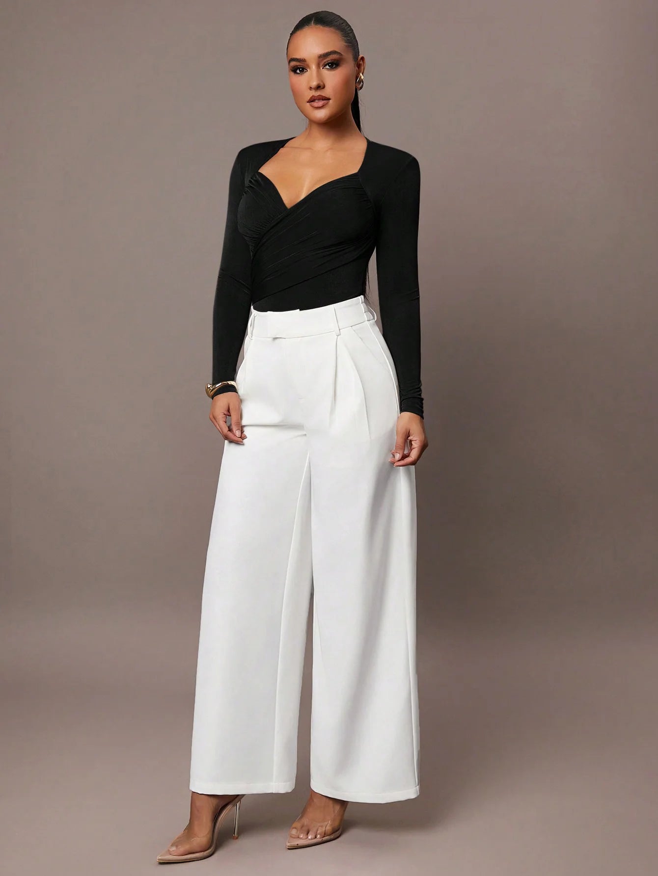 Women's Ruched Wrap Sweetheart Neck Bodysuit
