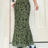 Floral Print Mermaid Maxi Skirt