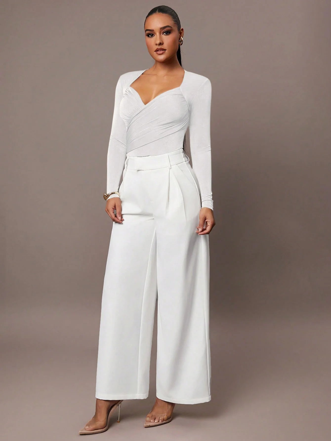 Women's Ruched Wrap Sweetheart Neck Bodysuit