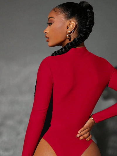 High Neck Cut-Out Long Sleeve Bodysuit
