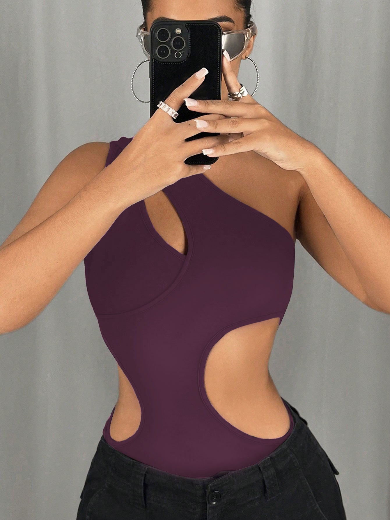 One-Shoulder Cut-Out Statement Bodysuit