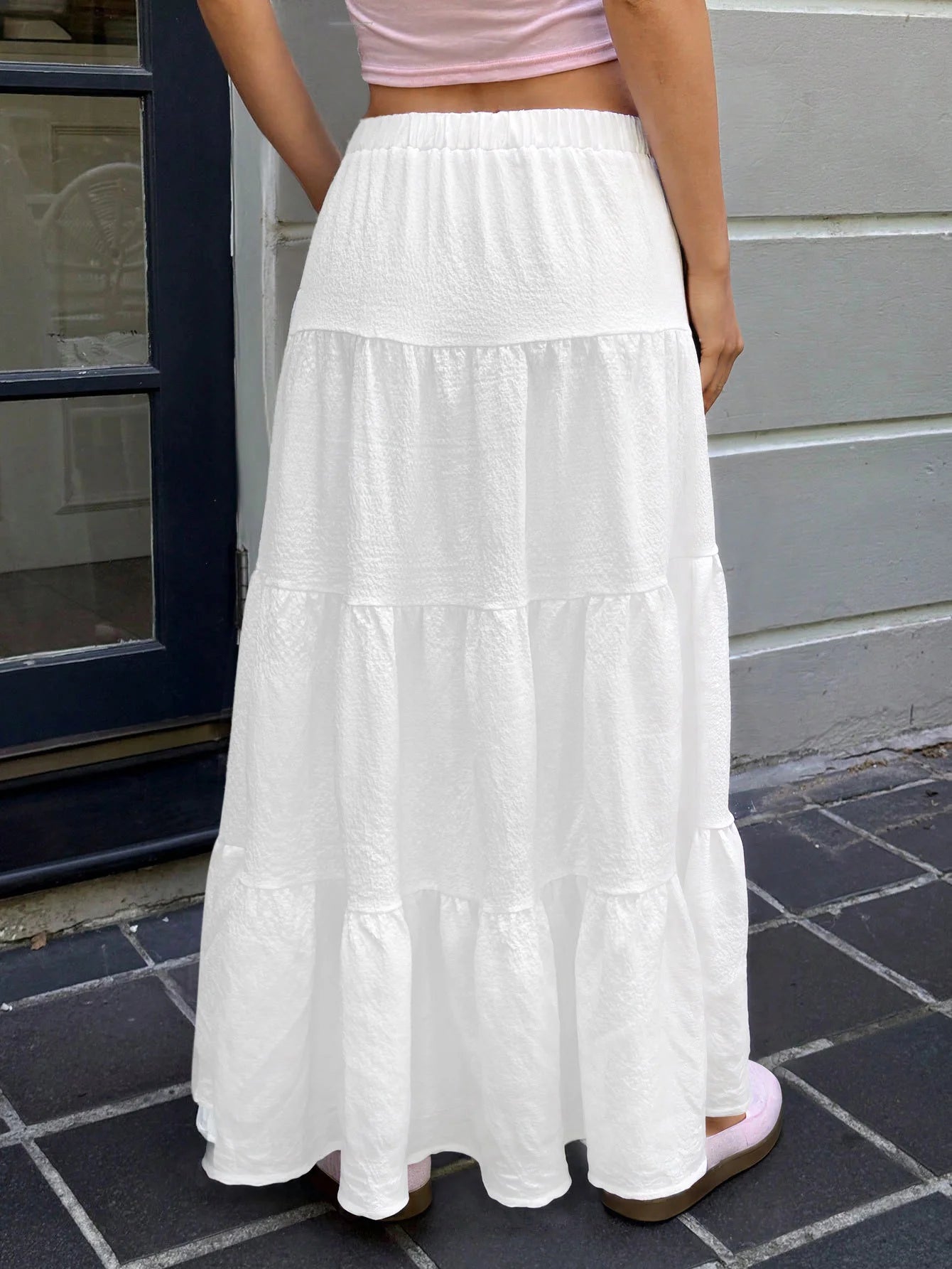 Women's Tiered Drawstring Maxi Skirt