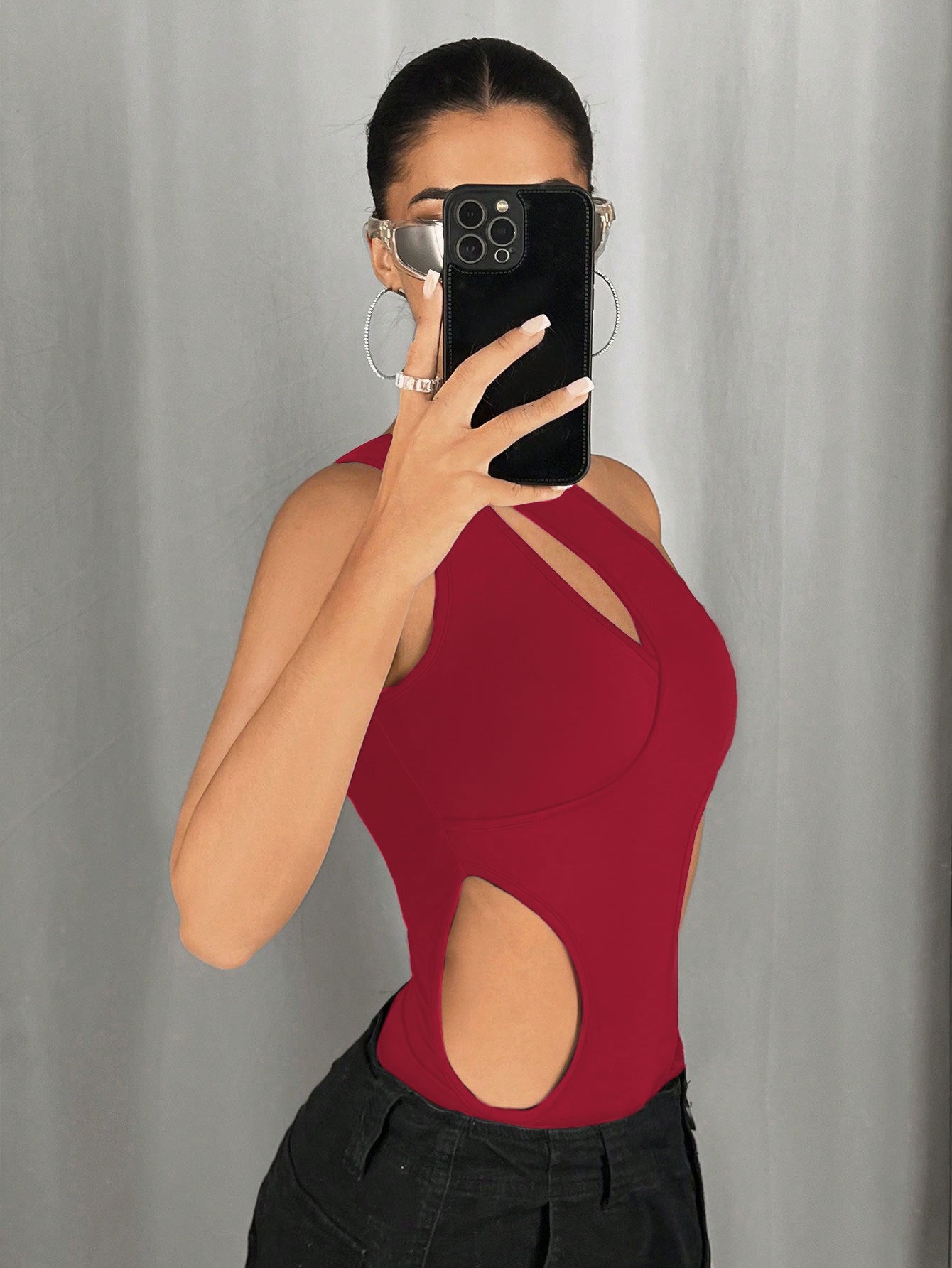One-Shoulder Cut-Out Statement Bodysuit