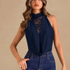 Women's Lace Insert Halter Neck Draped Bodysuit