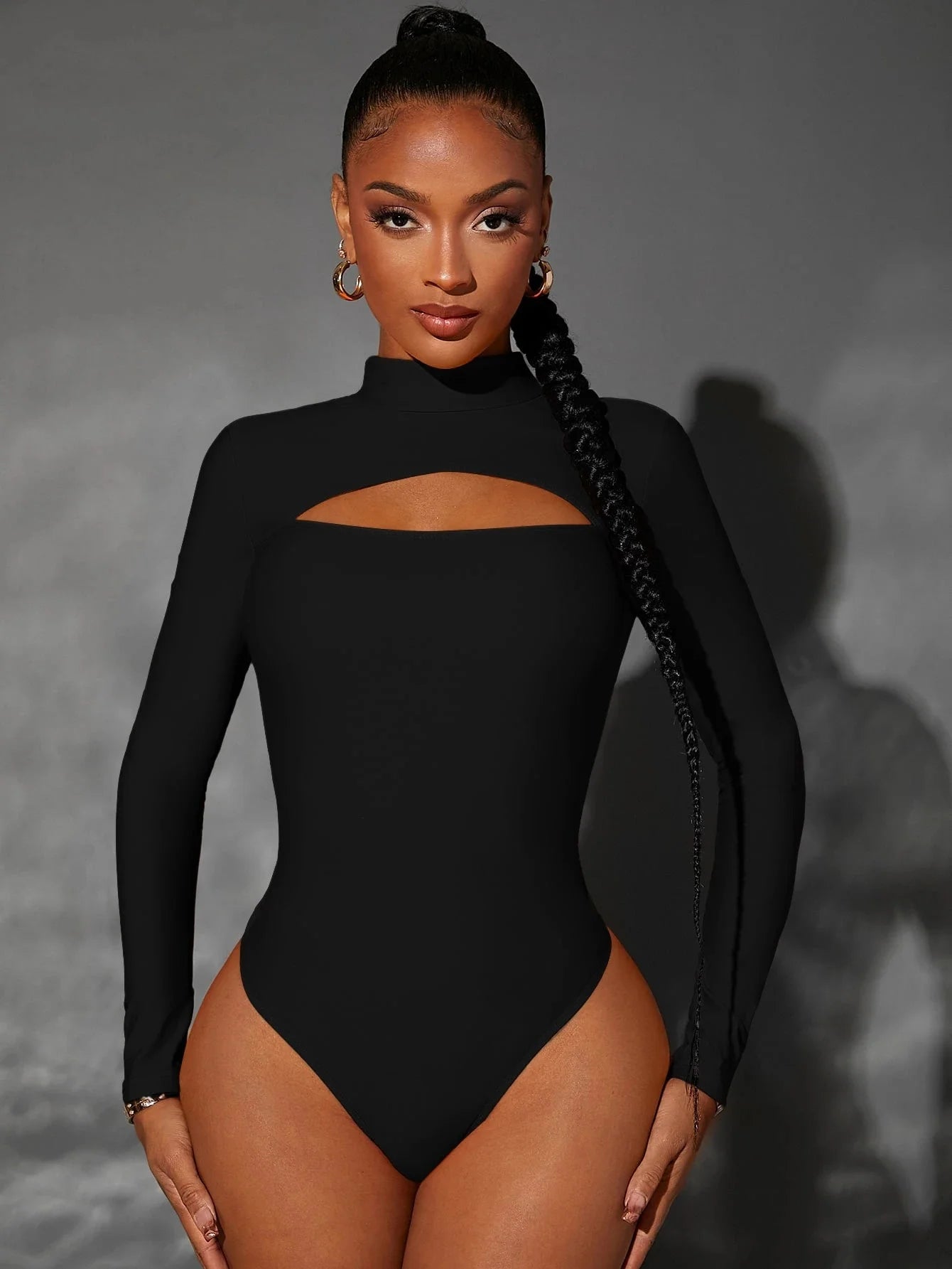 High Neck Cut-Out Long Sleeve Bodysuit