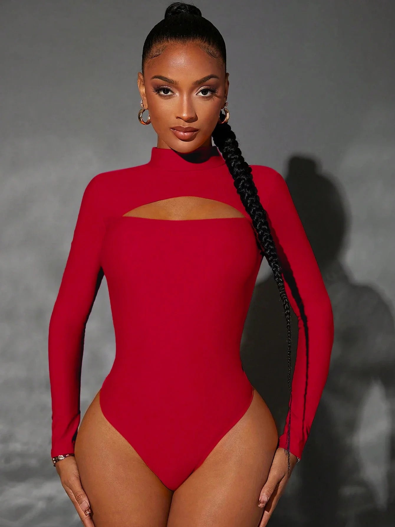 High Neck Cut-Out Long Sleeve Bodysuit
