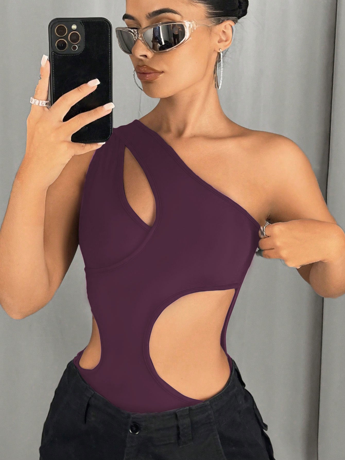 One-Shoulder Cut-Out Statement Bodysuit