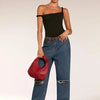 Women's One-Shoulder Twist Strap Bodysuit