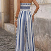 Women's Strapless Printed Wide-Leg Jumpsuit