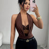 Women's Plunge Halter Neck Cut-Out Bodysuit