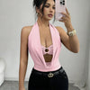 Women's Plunge Halter Neck Cut-Out Bodysuit
