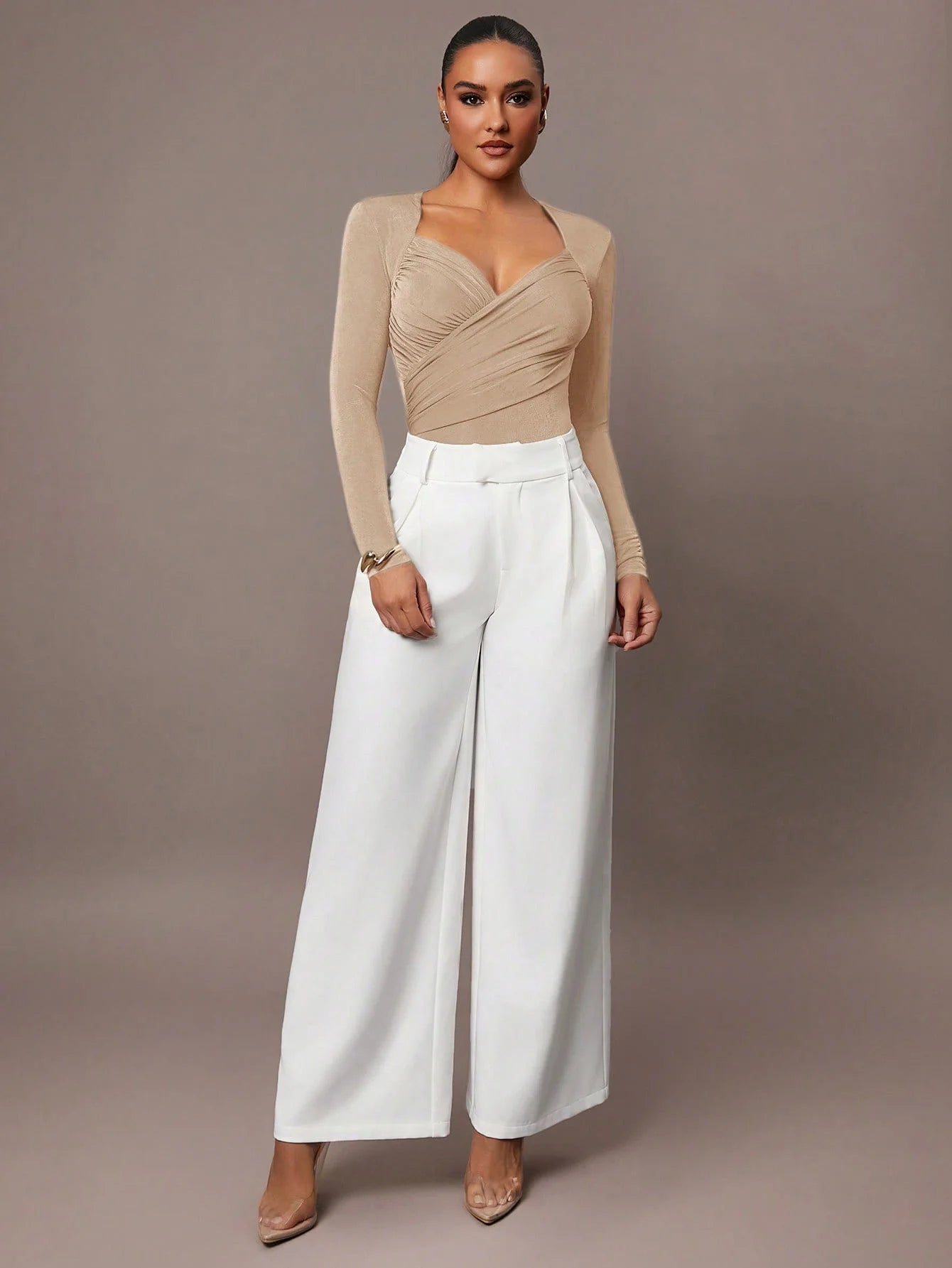Women's Ruched Wrap Sweetheart Neck Bodysuit