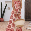 Women's Boho Print Strapless Wide-Leg Jumpsuit