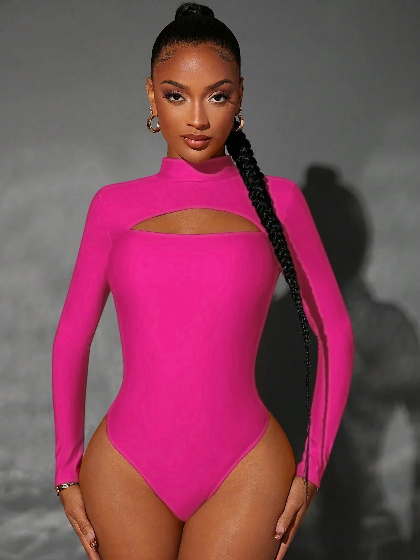 High Neck Cut-Out Long Sleeve Bodysuit