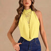 Women's Lace Insert Halter Neck Draped Bodysuit