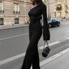 One-Shoulder Bow Detail Wide-Leg Jumpsuit