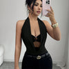 Women's Plunge Halter Neck Cut-Out Bodysuit