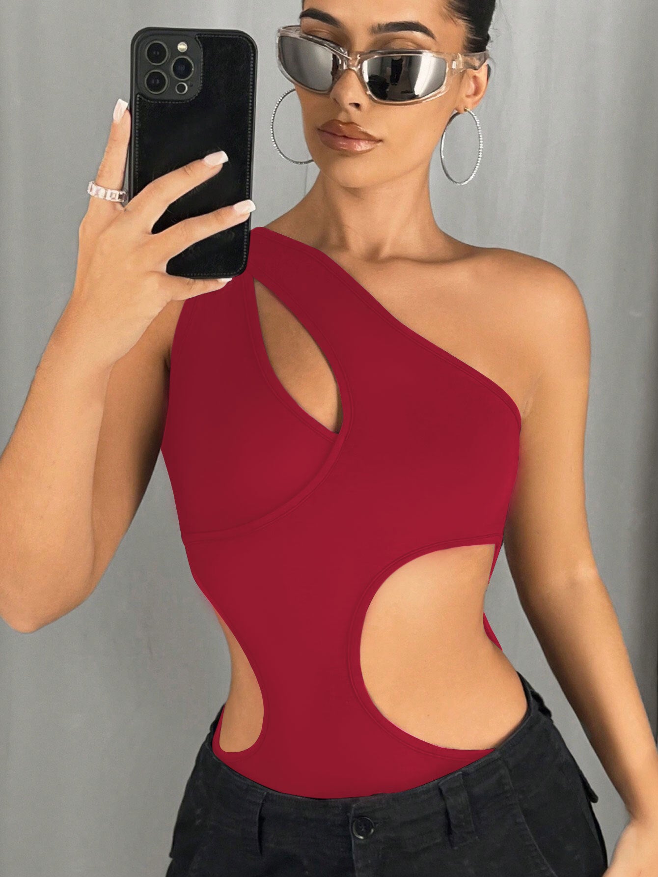 One-Shoulder Cut-Out Statement Bodysuit